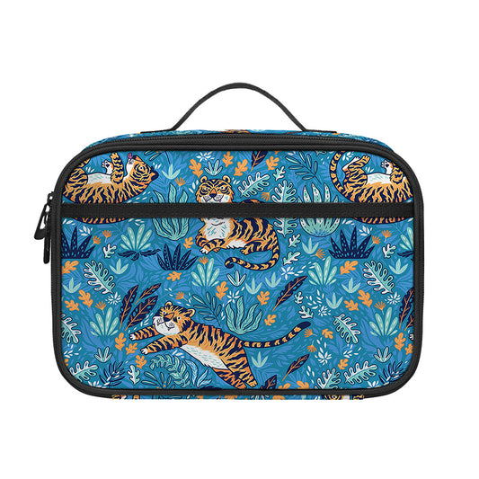 Cartoon Tiger Pattern Print Portable Lunch Bag