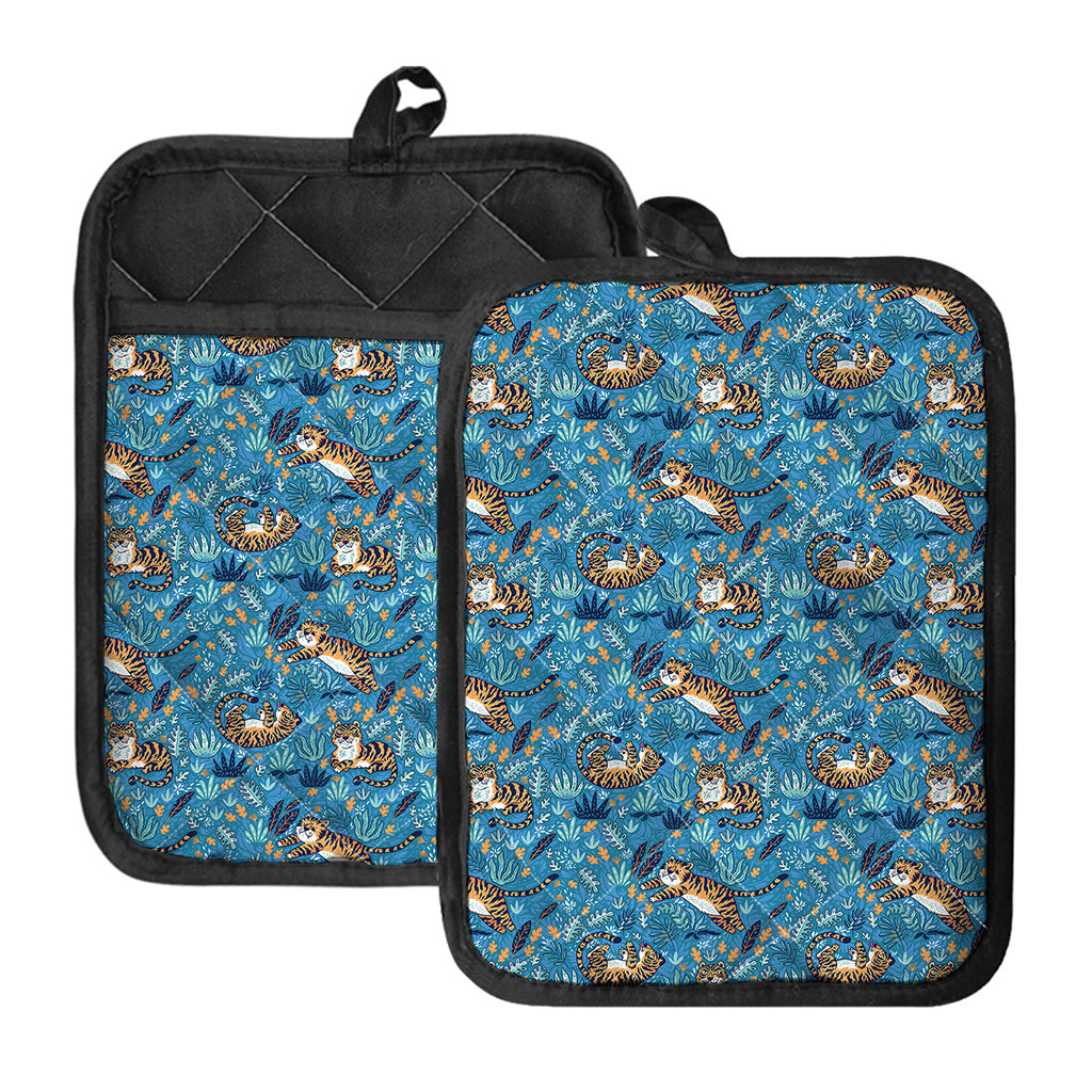 Cartoon Tiger Pattern Print Pot Holders With Pocket