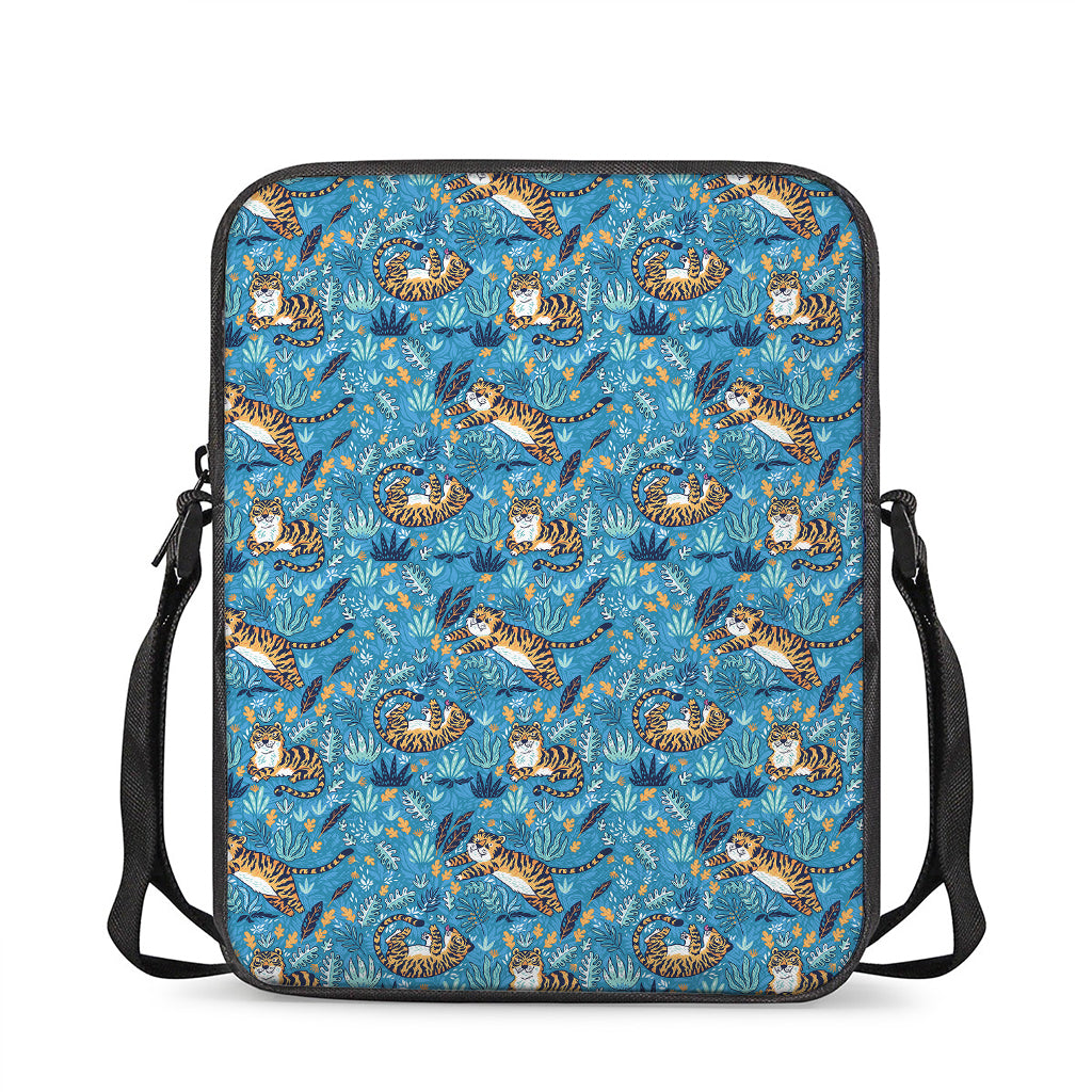 Cartoon Tiger Pattern Print Rectangular Crossbody Bag