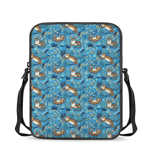 Cartoon Tiger Pattern Print Rectangular Crossbody Bag