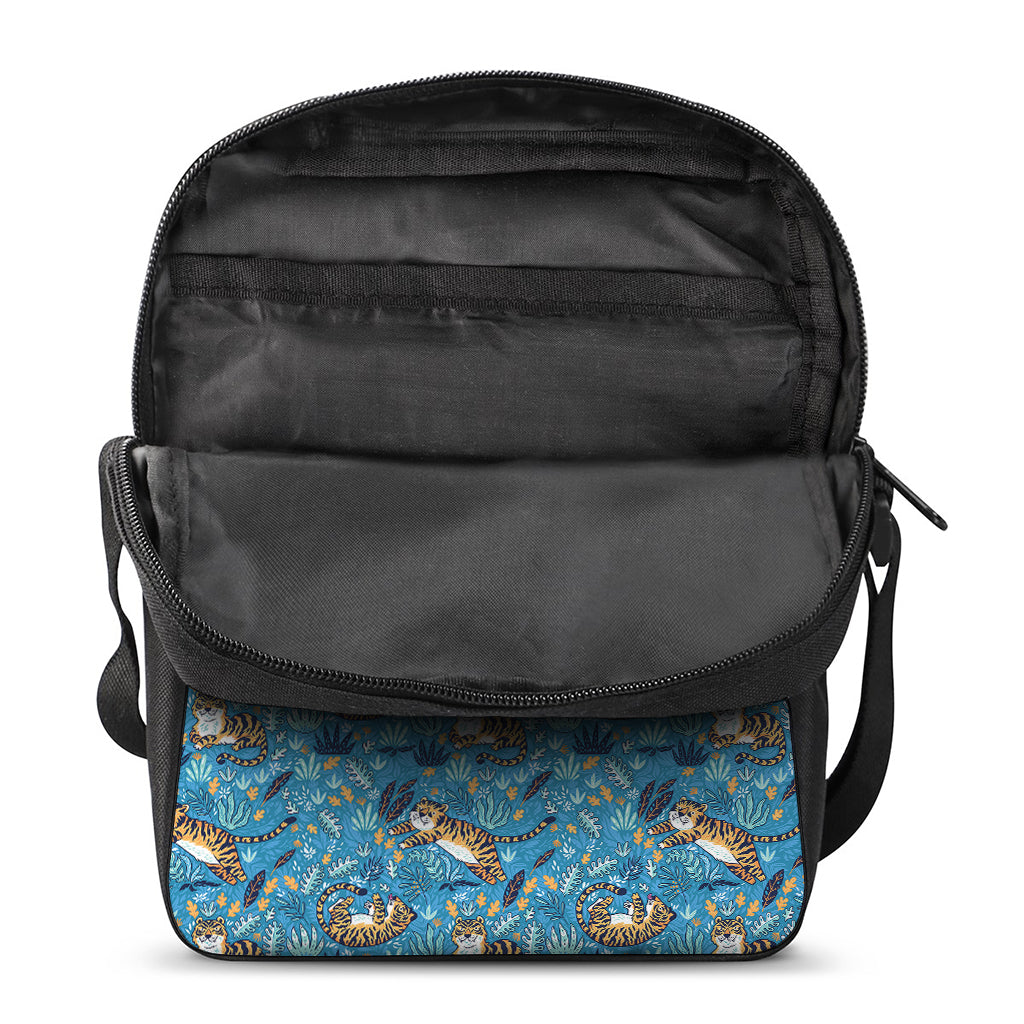 Cartoon Tiger Pattern Print Rectangular Crossbody Bag