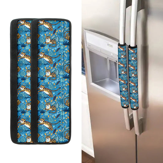 Cartoon Tiger Pattern Print Refrigerator Handle Covers