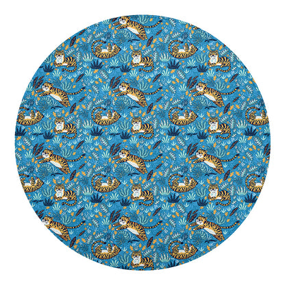 Cartoon Tiger Pattern Print Round Blanket