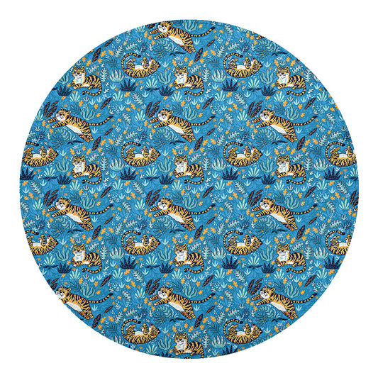 Cartoon Tiger Pattern Print Round Blanket