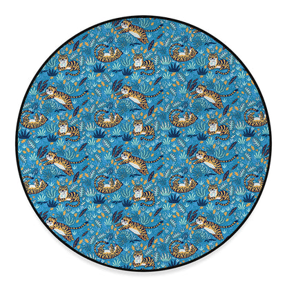 Cartoon Tiger Pattern Print Round Floor Mat