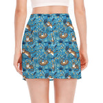 Cartoon Tiger Pattern Print Side Slit Mini Skirt