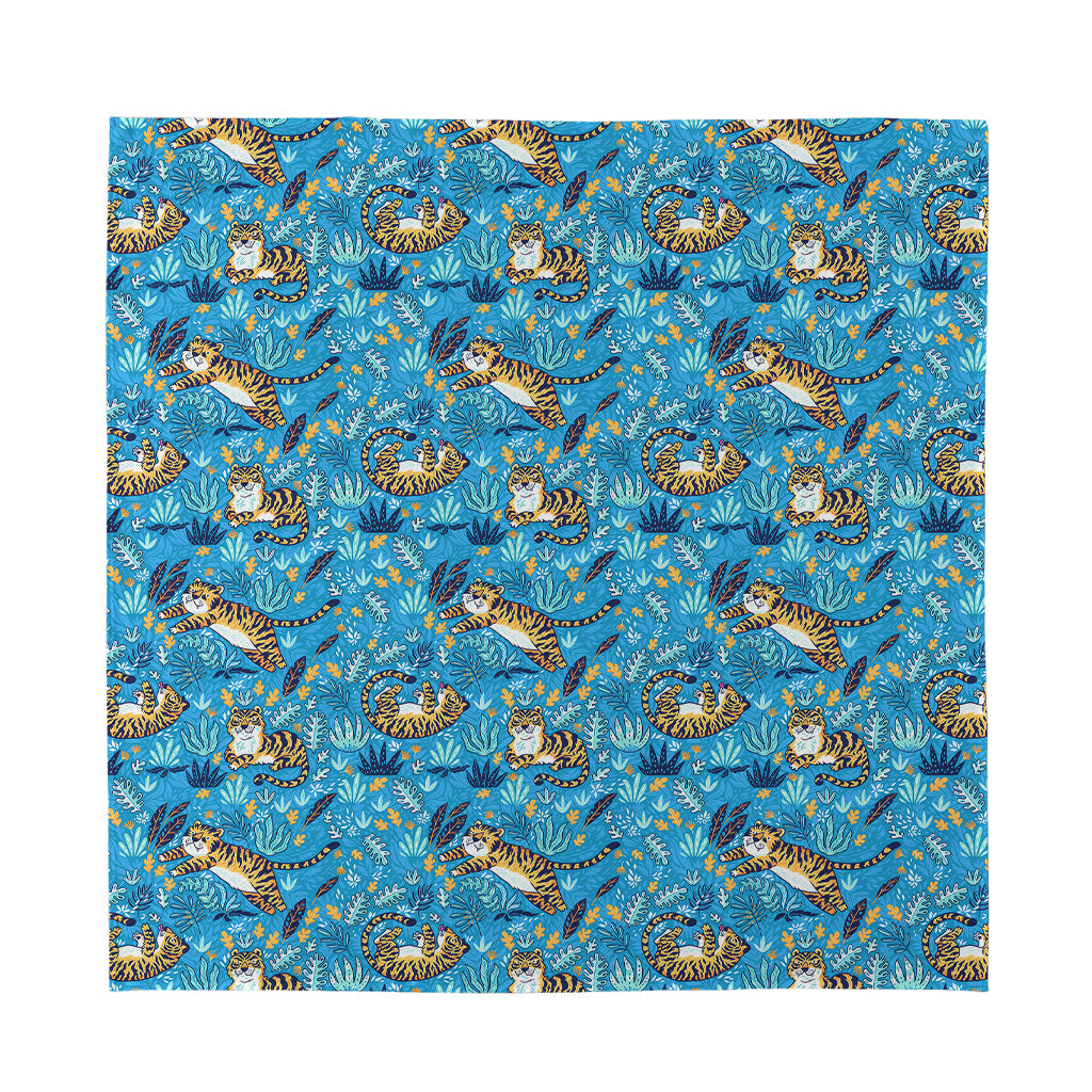 Cartoon Tiger Pattern Print Silk Bandana