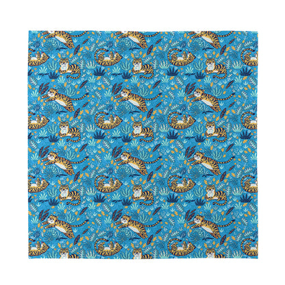 Cartoon Tiger Pattern Print Silk Bandana
