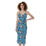 Cartoon Tiger Pattern Print Slim Fit Midi Cami Dress