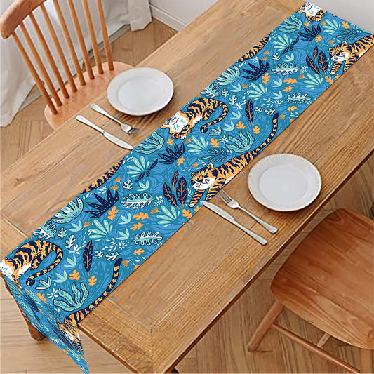 Cartoon Tiger Pattern Print Table Runner
