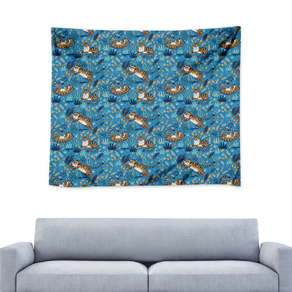 Cartoon Tiger Pattern Print Tapestry