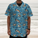 Cartoon Tiger Pattern Print Textured Short Sleeve Shirt