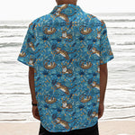 Cartoon Tiger Pattern Print Textured Short Sleeve Shirt