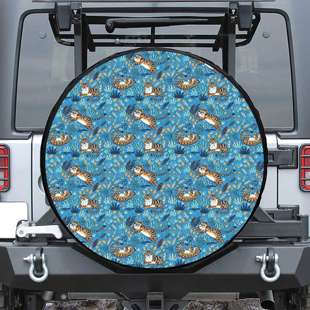 Cartoon Tiger Pattern Print Tire Cover