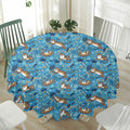 Cartoon Tiger Pattern Print Waterproof Round Tablecloth