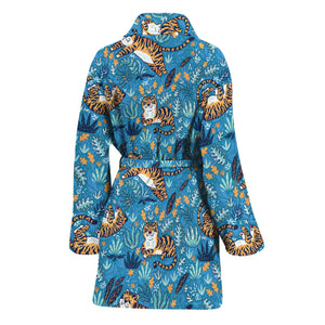 Cartoon Tiger Pattern Print Women's Bathrobe