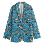 Cartoon Tiger Pattern Print Women's Blazer
