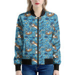 Cartoon Tiger Pattern Print Women's Bomber Jacket