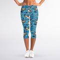 Cartoon Tiger Pattern Print Women's Capri Leggings
