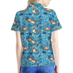 Cartoon Tiger Pattern Print Women's Polo Shirt