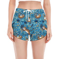 Cartoon Tiger Pattern Print Women's Split Running Shorts