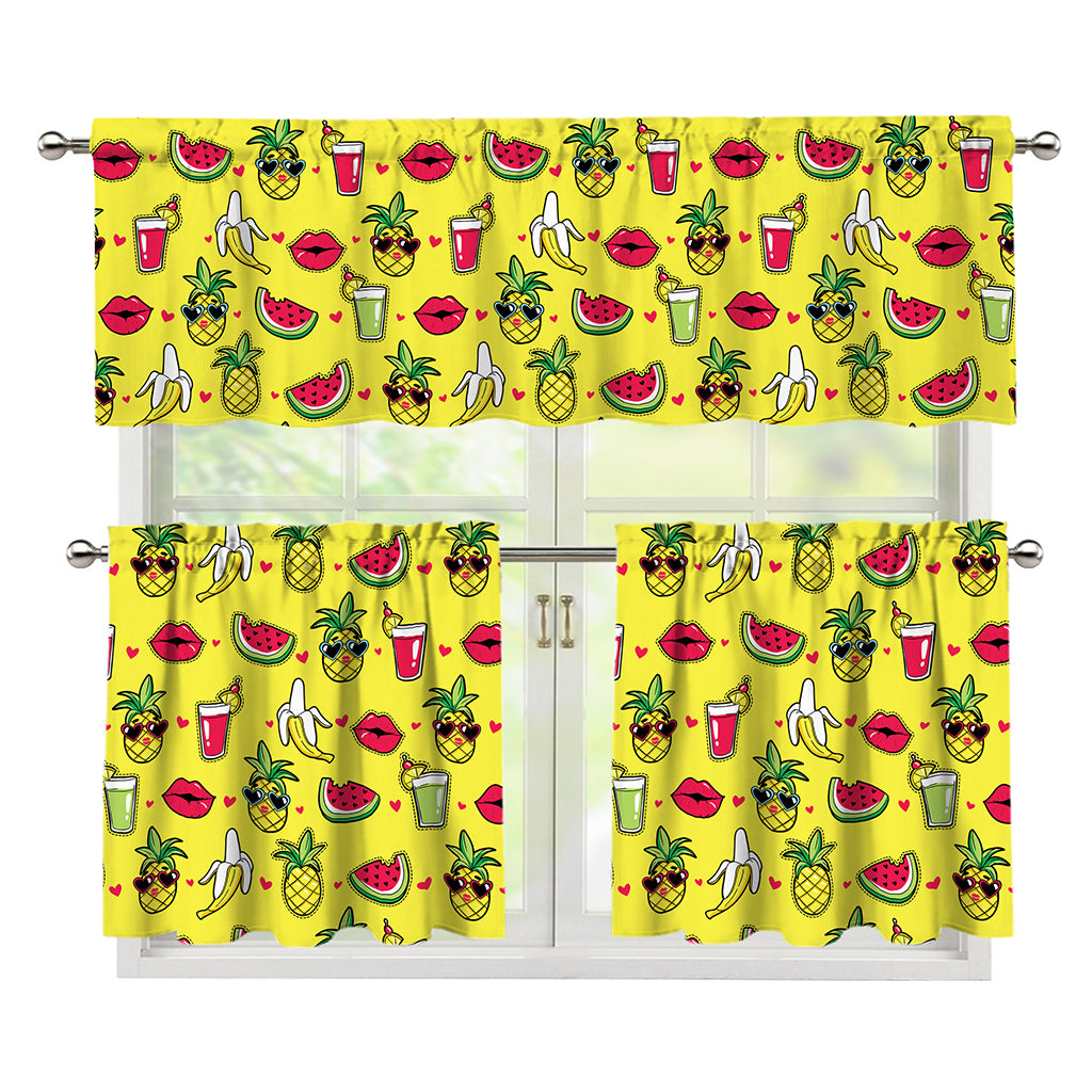 Cartoon Tropical Pattern Print 3 Piece Kitchen Curtains