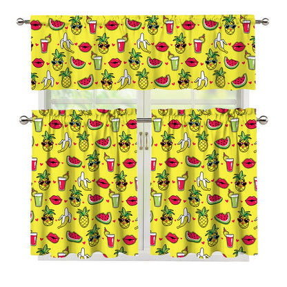Cartoon Tropical Pattern Print 3 Piece Kitchen Curtains
