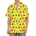 Cartoon Tropical Pattern Print Aloha Shirt