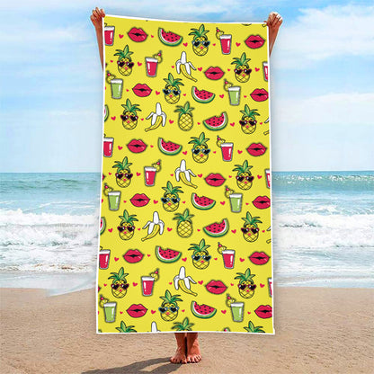 Cartoon Tropical Pattern Print Beach Towel