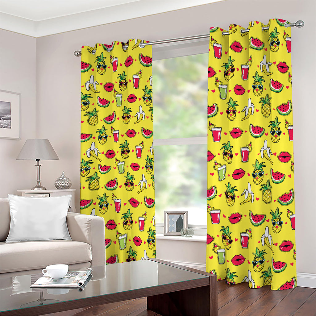Cartoon Tropical Pattern Print Blackout Grommet Curtains
