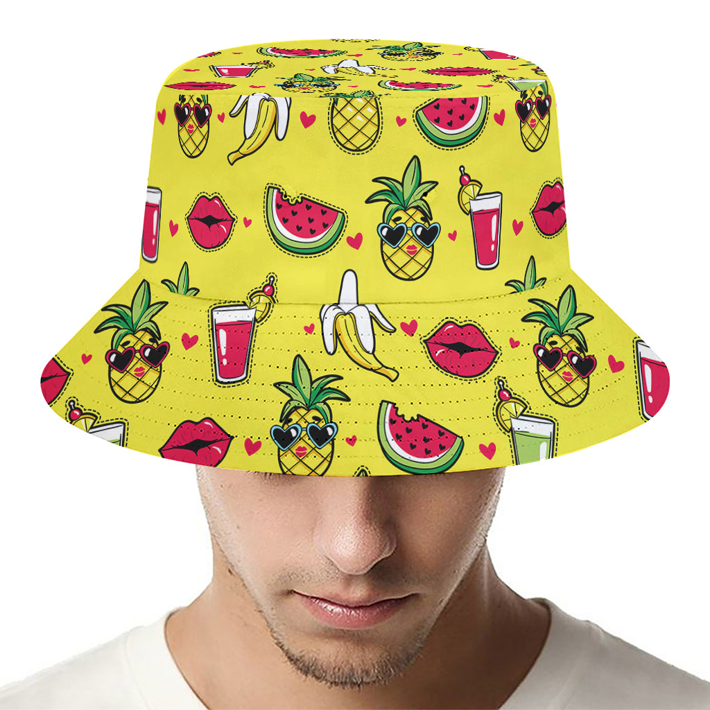 Cartoon Tropical Pattern Print Bucket Hat