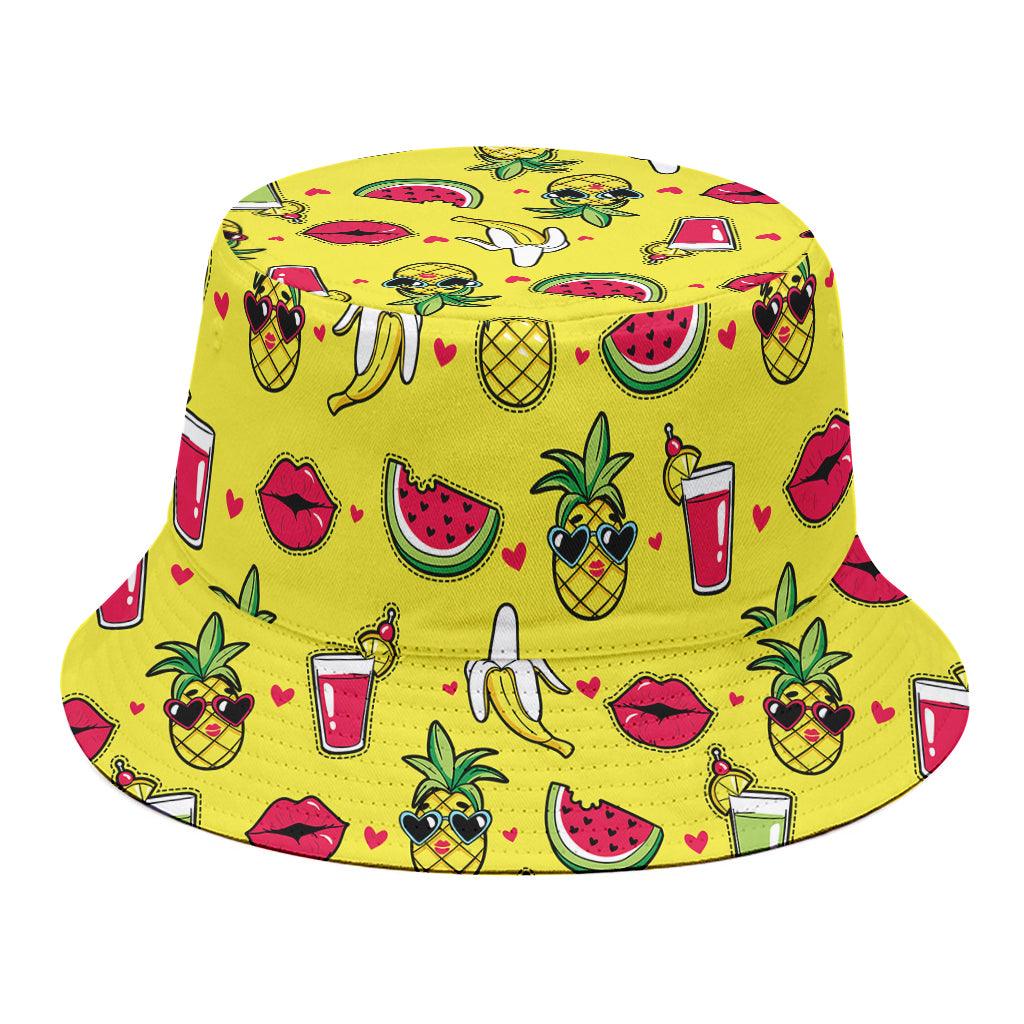 Cartoon Tropical Pattern Print Bucket Hat