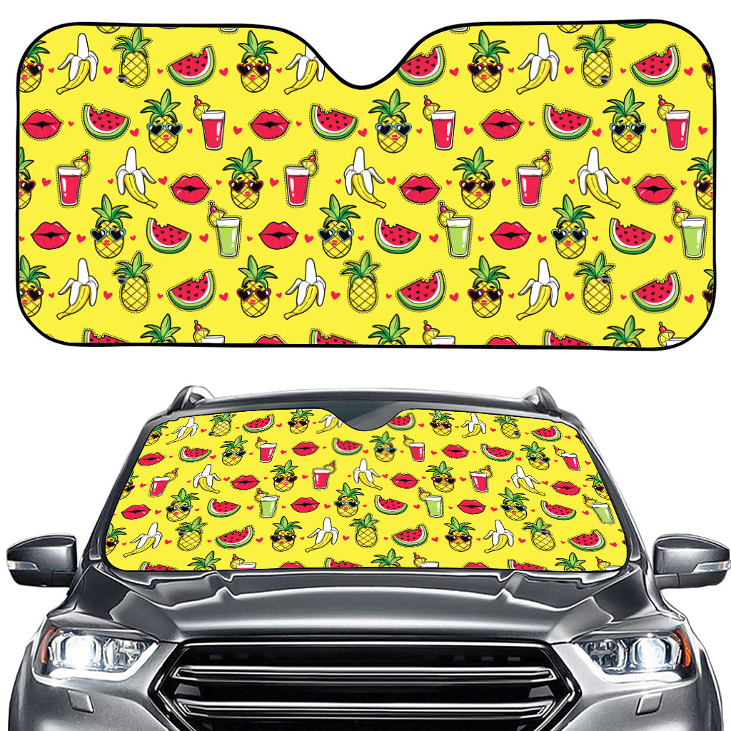 Cartoon Tropical Pattern Print Car Windshield Sun Shade