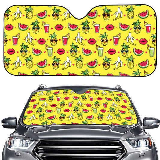 Cartoon Tropical Pattern Print Car Windshield Sun Shade