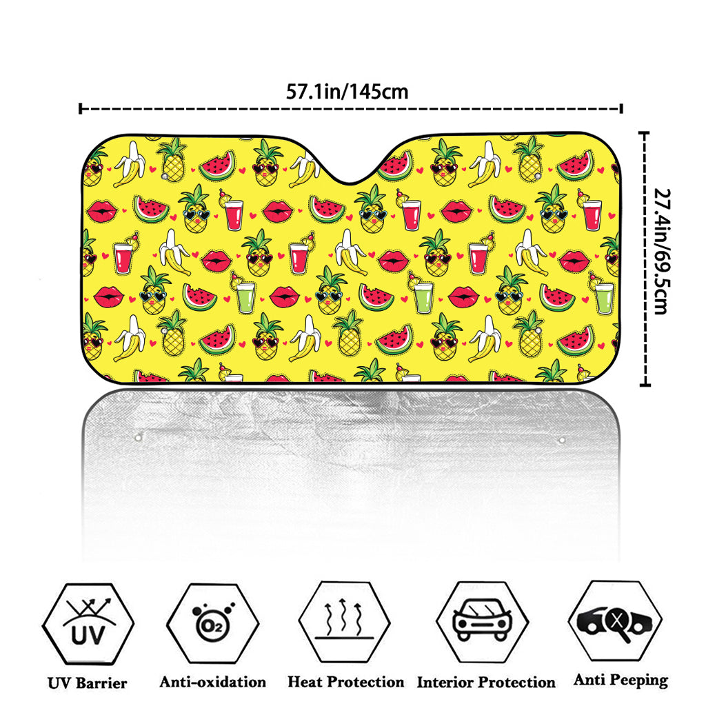 Cartoon Tropical Pattern Print Car Windshield Sun Shade