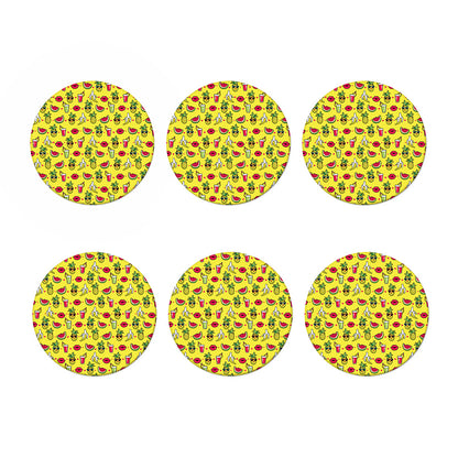 Cartoon Tropical Pattern Print Coaster Set