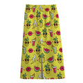 Cartoon Tropical Pattern Print Cotton Front Slit Maxi Skirt