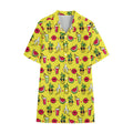 Cartoon Tropical Pattern Print Cotton Hawaiian Shirt