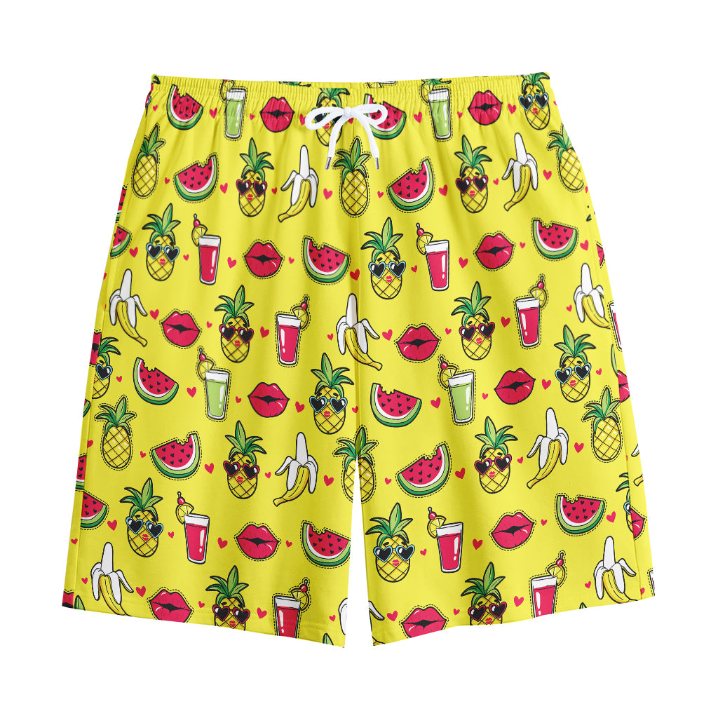 Cartoon Tropical Pattern Print Cotton Shorts