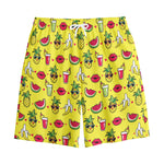 Cartoon Tropical Pattern Print Cotton Shorts