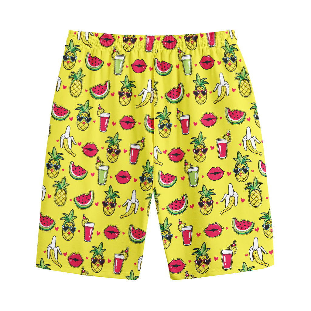 Cartoon Tropical Pattern Print Cotton Shorts