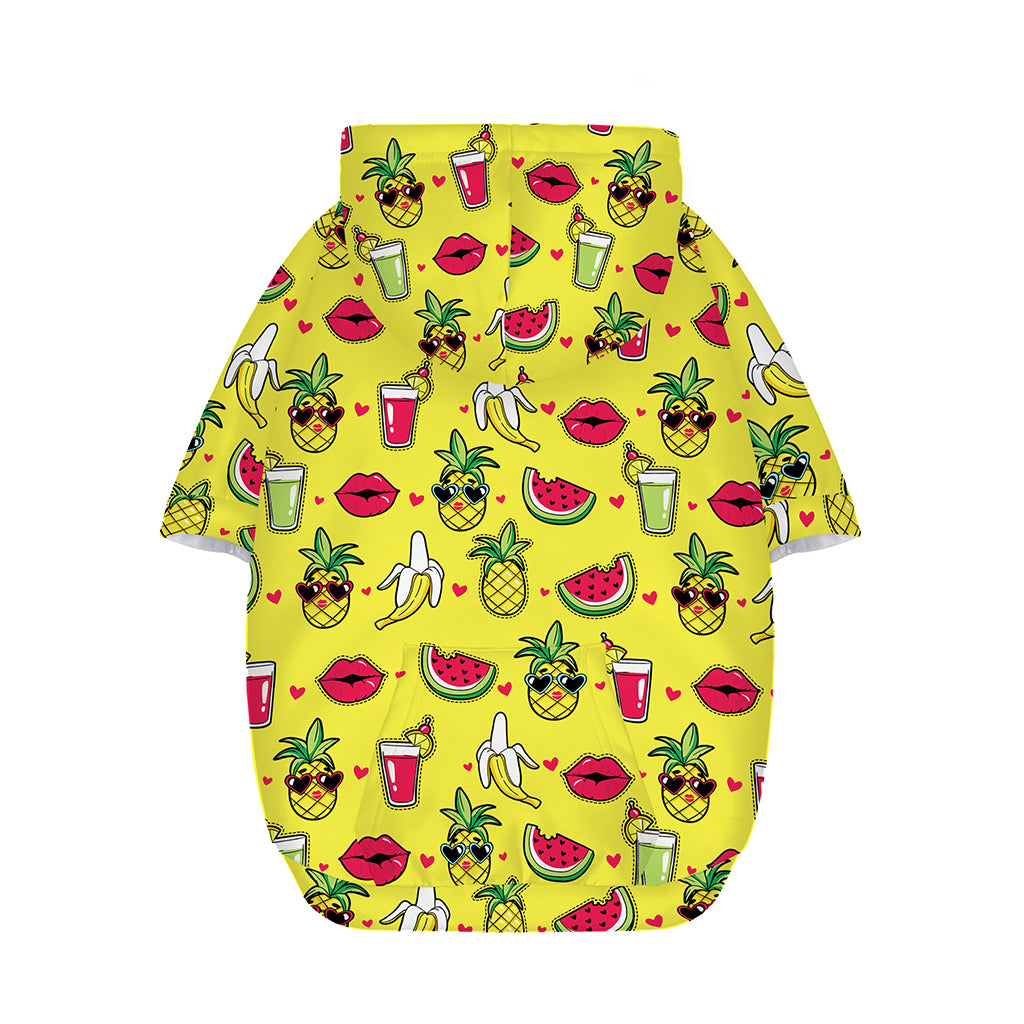 Cartoon Tropical Pattern Print Dog Zip Up Hoodie
