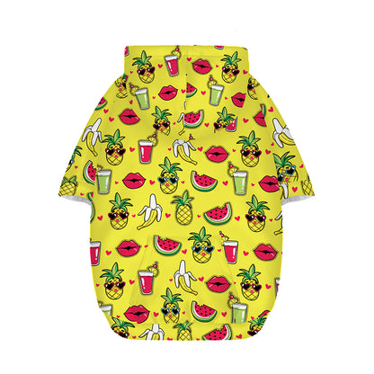 Cartoon Tropical Pattern Print Dog Zip Up Hoodie