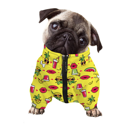 Cartoon Tropical Pattern Print Dog Zip Up Jacket