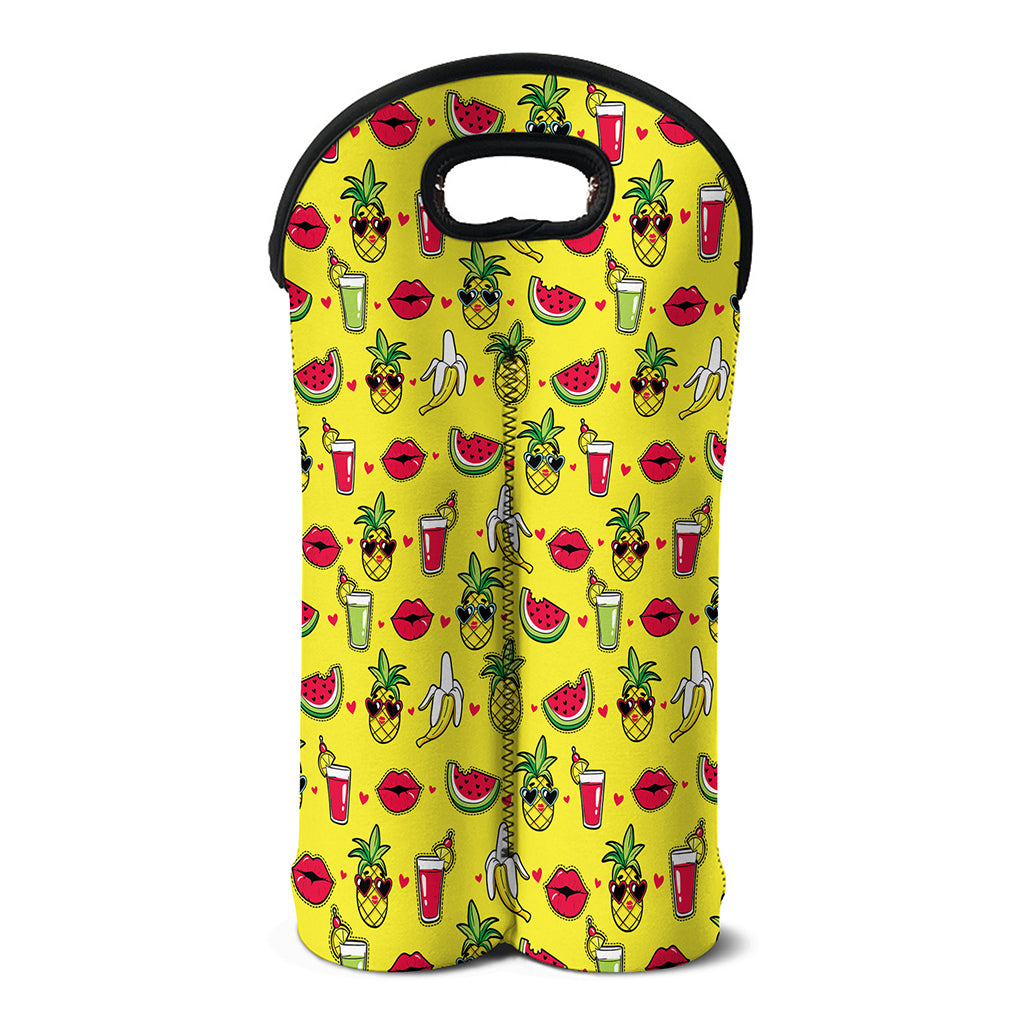 Cartoon Tropical Pattern Print Double Neoprene Wine Tote