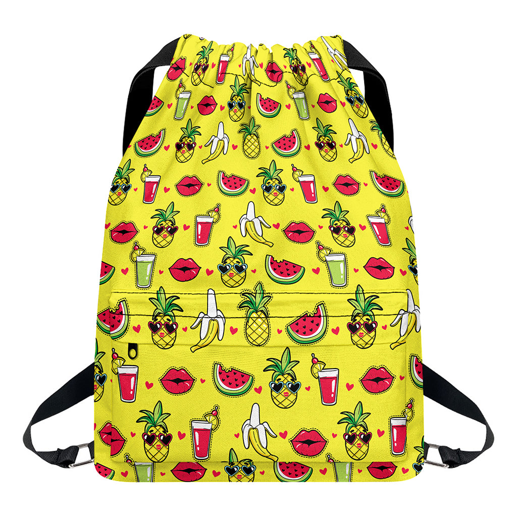 Cartoon Tropical Pattern Print Drawstring Backpack