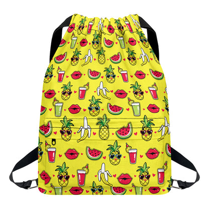 Cartoon Tropical Pattern Print Drawstring Backpack