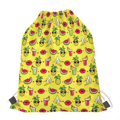 Cartoon Tropical Pattern Print Drawstring Bag