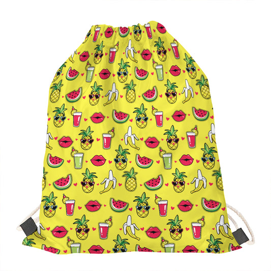 Cartoon Tropical Pattern Print Drawstring Bag