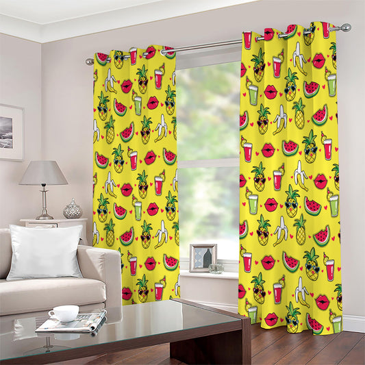 Cartoon Tropical Pattern Print Extra Wide Grommet Curtains